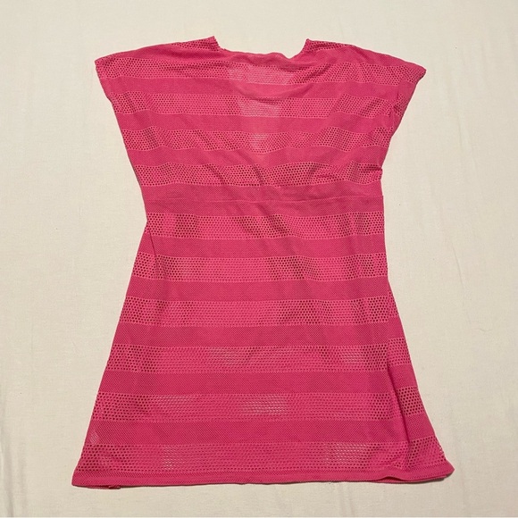 La Vie En Rose Pink Mesh Beach Cover-Up Size Large - Picture 10 of 16
